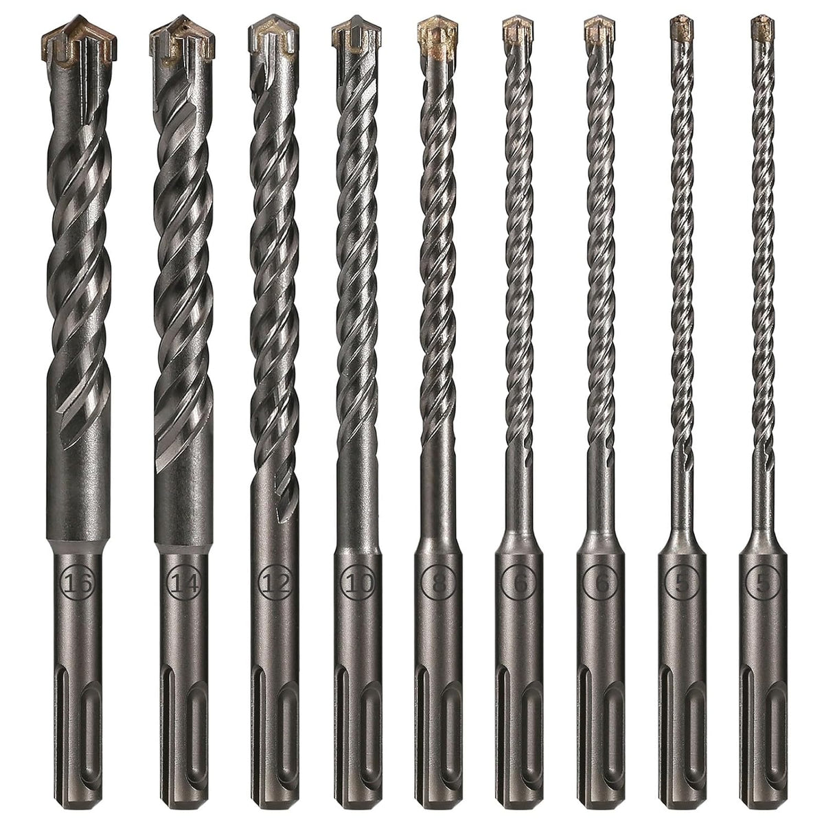 Ø5-16Mm X 160Mm SDS plus Concrete Drill Bit 9PCS, YG8C Carbide Tip