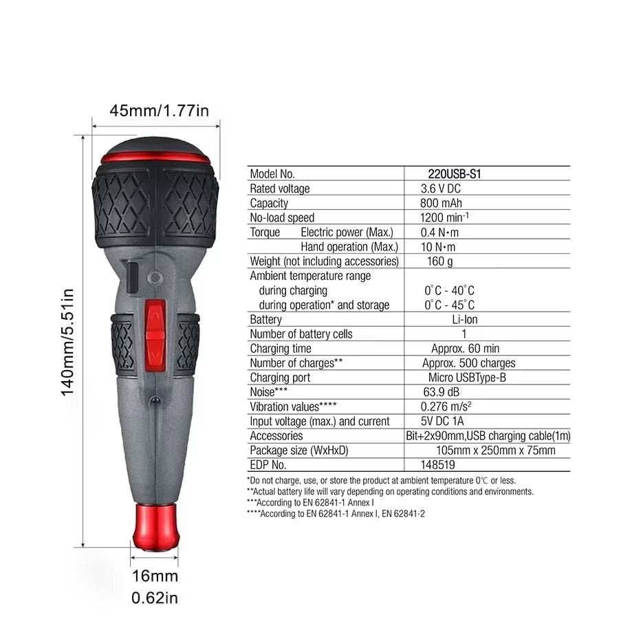 Franchise Screwdriver Series NO.220USB-S1,NO.220USB-6C,NO.220USB-1C Electric Drive, Rechargeable Screwdriver