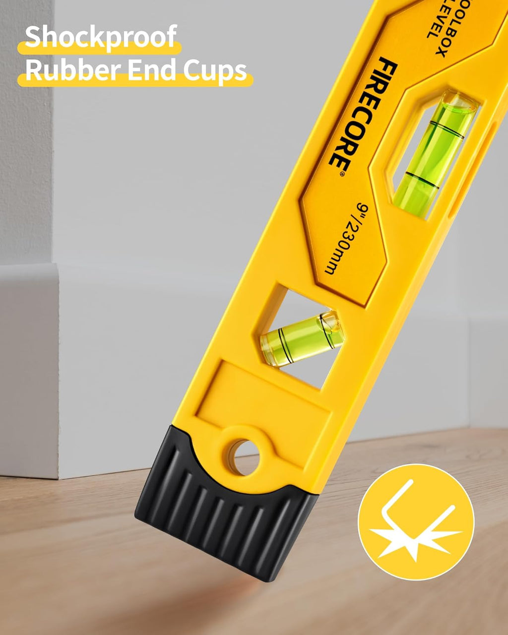 Magnetic Torpedo Level, 23Cm/9" Shockproof Toolbox Level with 3 Bubble Spirit Level 45 90 180 Degree（Fsl230Pc）