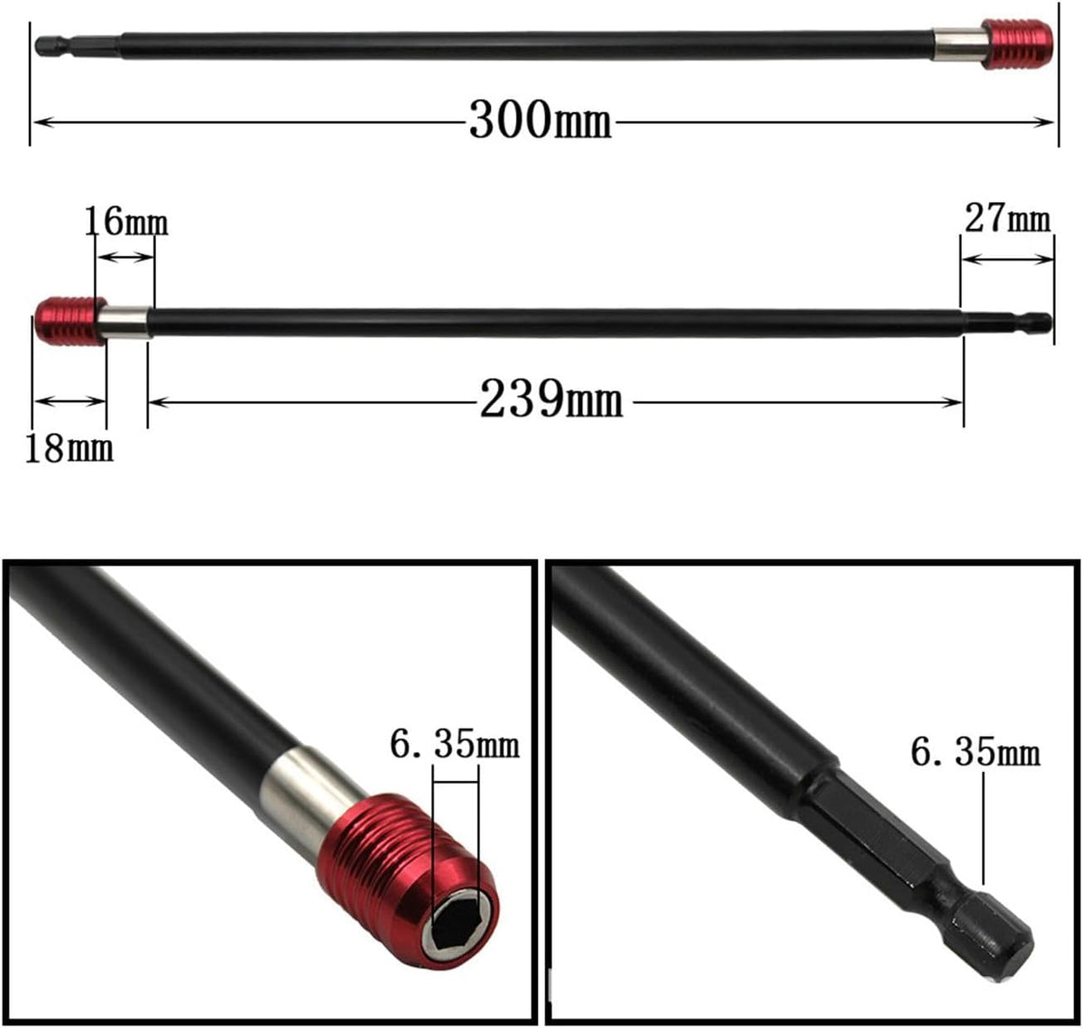 3X Drill Extension Bit Holder, Quick Release Self-Locking, 1/4Inch Hex