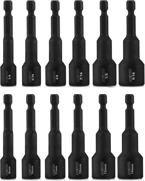 10250A Magnetic Hex Nut Driver Master Kit, Cr-V Steel | 1/4" Quick-Change Hex Shank | SAE & Metric 12-Piece Set