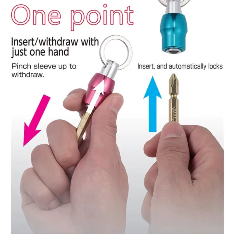 JIS 1/4" Hex Shank Adapter - Quick Connect, Key Fob, Anti-Slip, Diy/Repair, Models: QB-10B/QB-10Y/QB-10R/QB-10K3C/QB-KBAD