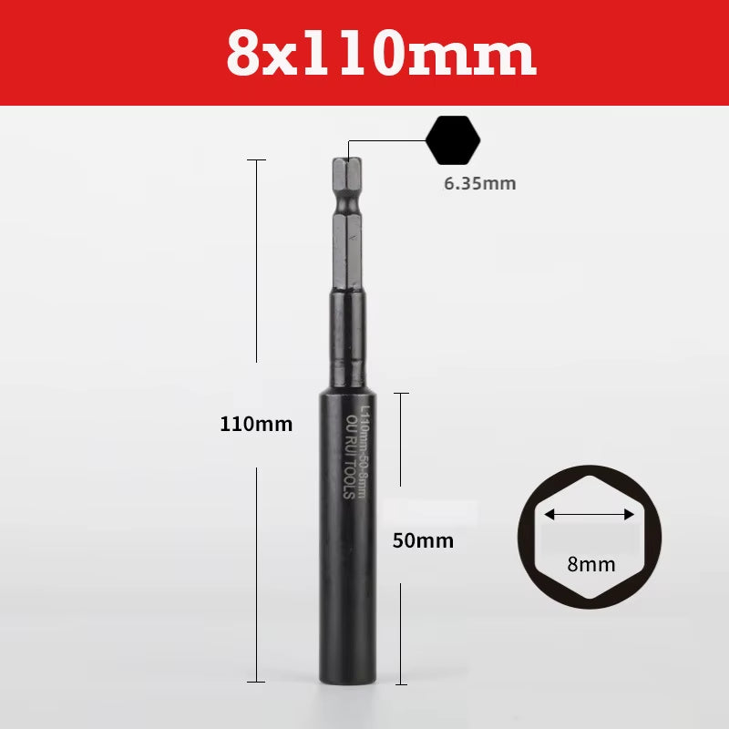 1Pc H8-H19 Hex Socket Wrench 110Mm Deepen Electric Wrench Socket Nut Driver Bit Impact Drill Bits Adapter Power Tool Accessories