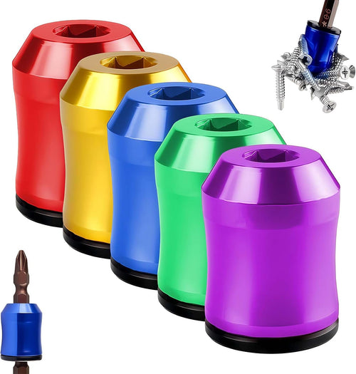5Pcs Magnetic Screw Rings, Aluminum Alloy Magnetic Screw Holder & Bit Magnetizer, Anti-Slip for Drills & Screwdrivers