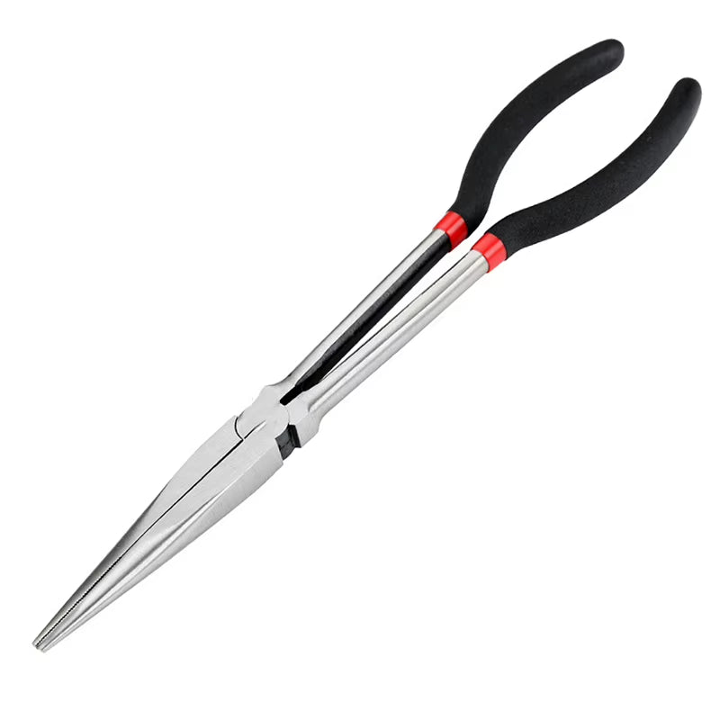 1Pcs Needle-Nose Fishing Pliers Curve/Straight Head Nonslip Long Handle Carbon Steel Snipe-Nose Gripper Tongs Hand Tool Tweezer