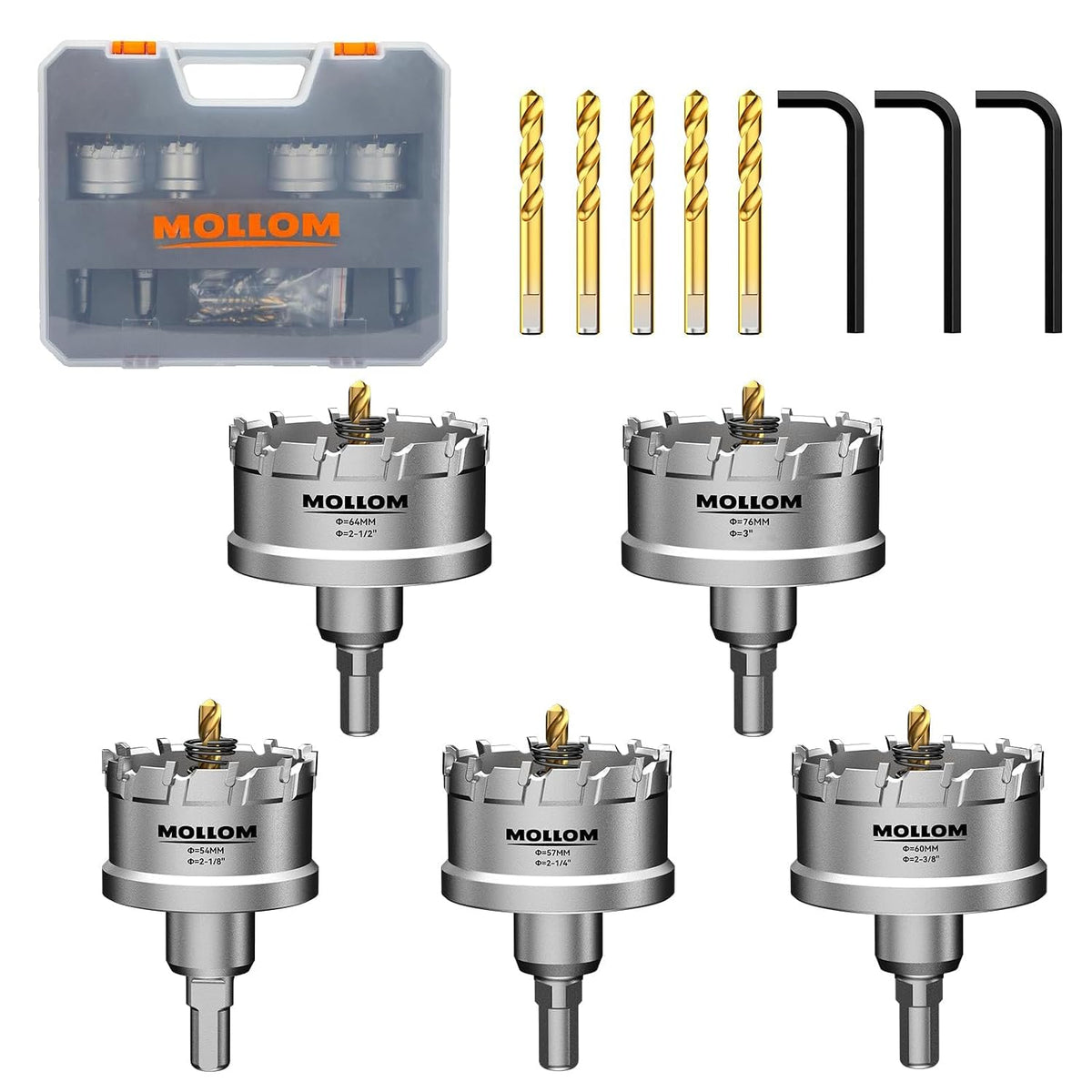 5Pcs (54-76Mm) TCT Heavy Duty Carbide Hole Saw Set