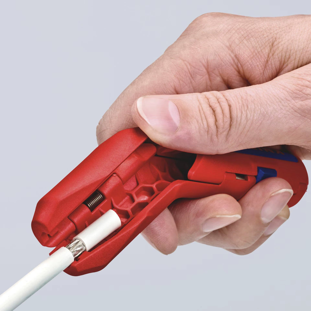 169501 Universal Wire Stripper, Red/Blue Ergonomic Handle, Multi-Cable Stripping Tool for Electricians