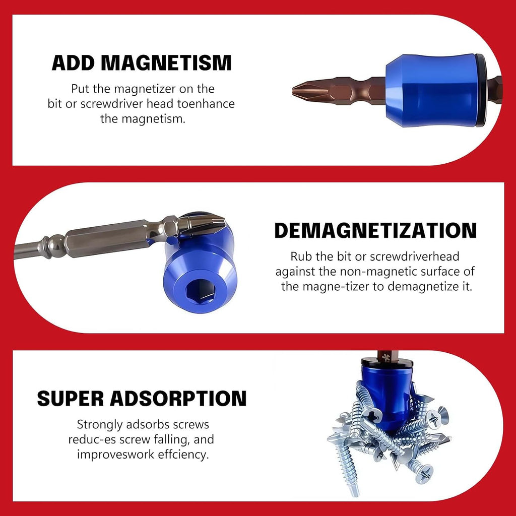 5Pcs Magnetic Screw Rings, Aluminum Alloy Magnetic Screw Holder & Bit Magnetizer, Anti-Slip for Drills & Screwdrivers