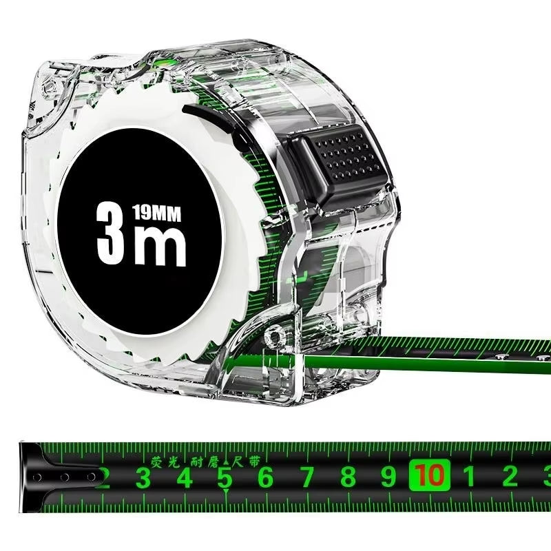 10M Black Fluorescent Tape Measure High Precision Thickened Tape Measure Wear-Resistant and Drop-Proof Tape Measure