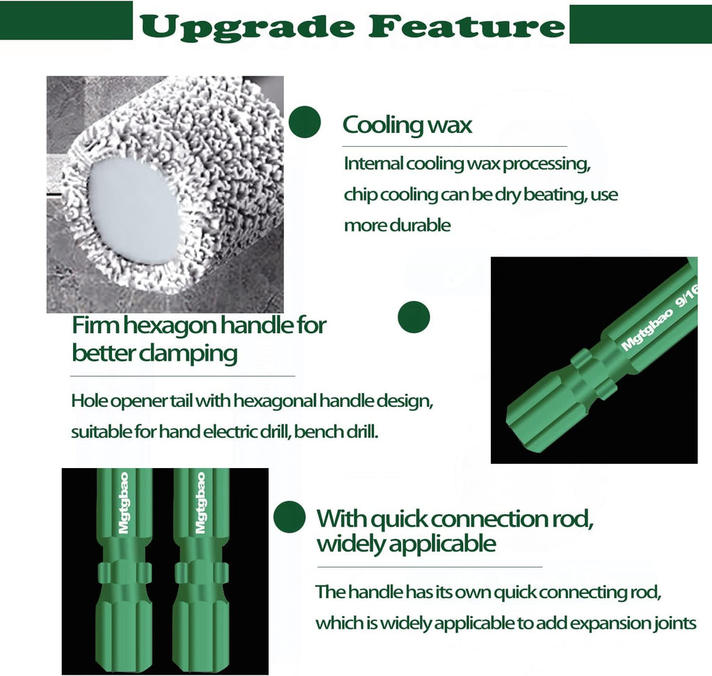 10Pc 1/4” Green Dry Diamond Drill Bits Set，10Pcs 6Mm Hex Shank Core Drill Bit Brazed with Cooling Wax for Porcelain Tile Ceramic Concrete Granite Marble Hard Materials (Not for Wood).