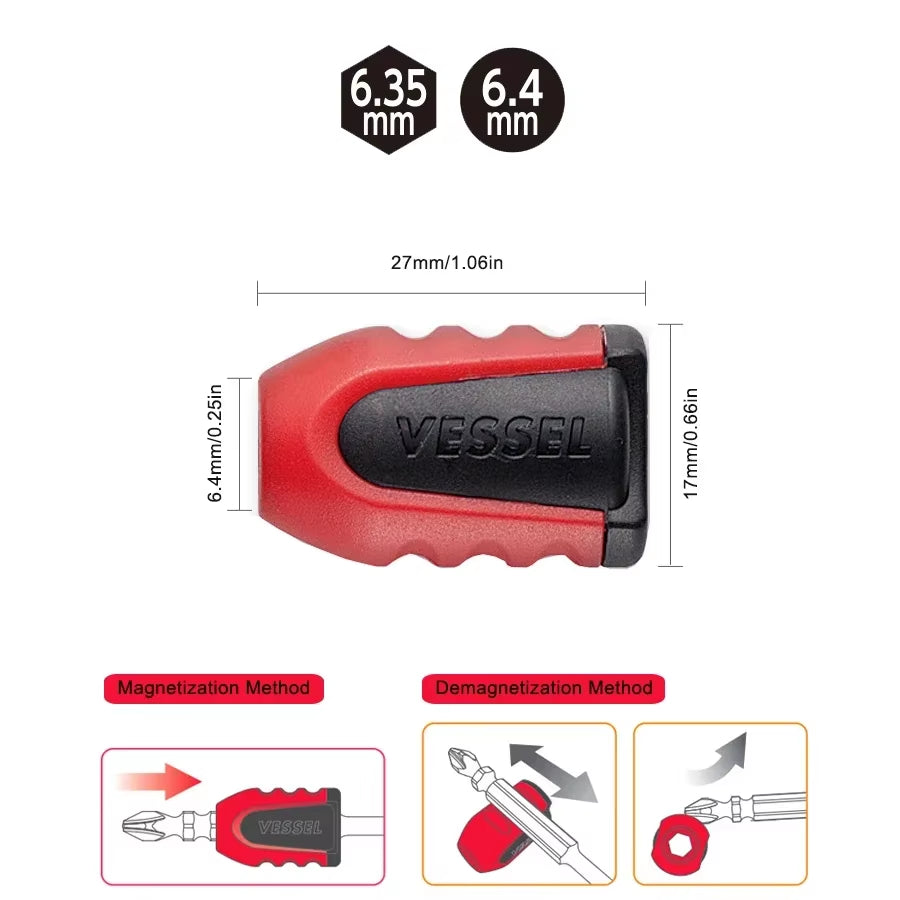 VESSEL Screwdriver Bit Magnetizer and Demagnetizer Ring Magnetic Screw Holder Ring Screwdriver Bit Drive Holder NMC-2P/ NMS-2PR