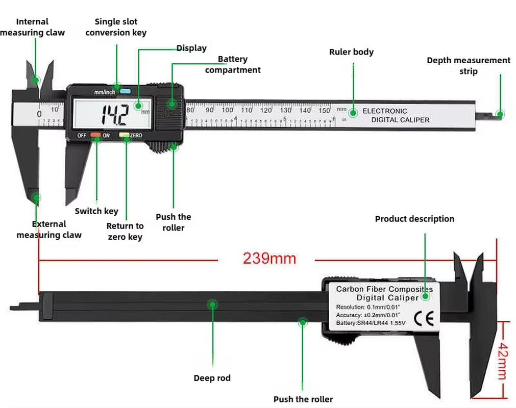 Precision Digital Caliper 150Mm Carpentry Tools LCD Measuring Tool Woodworking Tools Electronic Vernier Micrometer