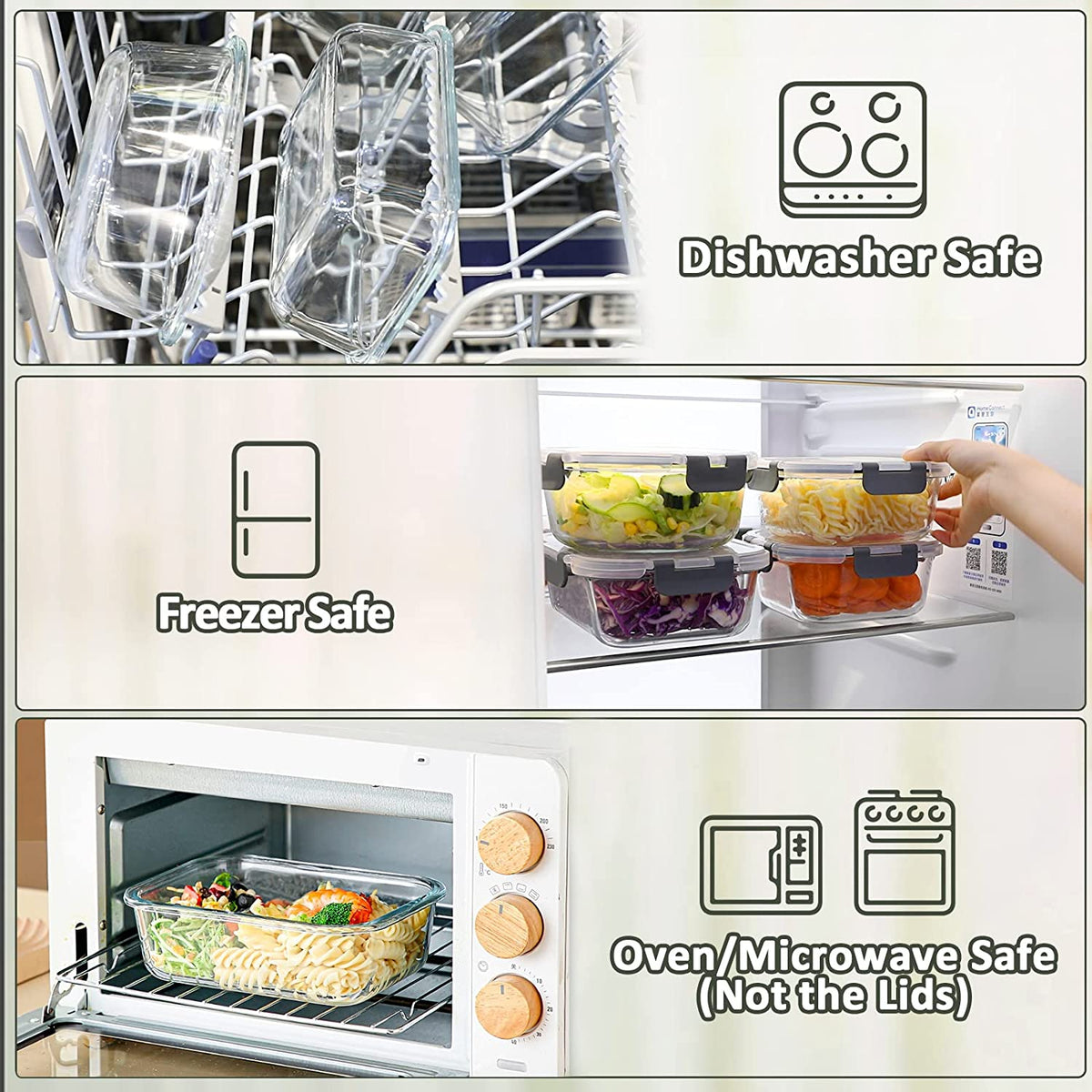 [10 Pack] Glass Meal Prep Containers with Lids-Mcirco Glass Food Storage Containers with Lifetime Lasting Snap Locking Lids, Airtight Lunch Containers, Microwave, Oven, Freezer and Dishwasher Safe