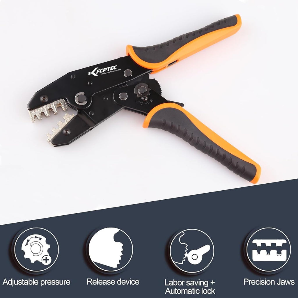 04B Ratcheting Wire Crimper for Open Barrel Terminals, 0.5–6 Mm²