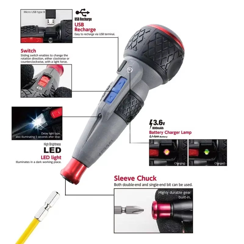 Franchise Screwdriver Series NO.220USB-S1,NO.220USB-6C,NO.220USB-1C Electric Drive, Rechargeable Screwdriver