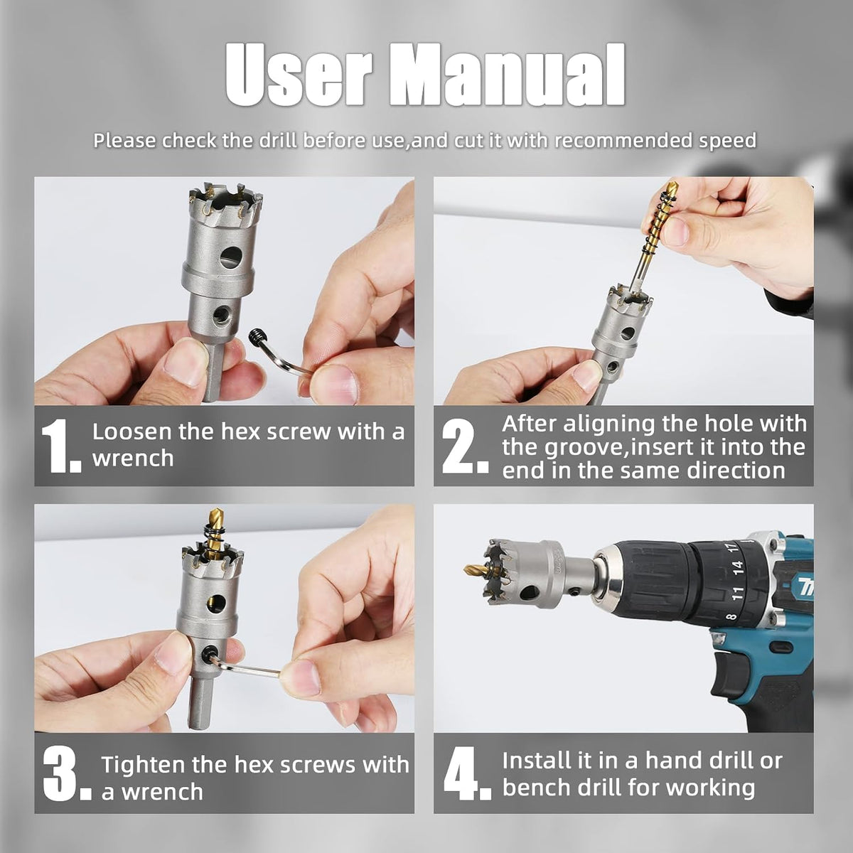 6PCS Pilot Drill Bit for Hole Saw Kit, Titanium-Plated HSS M2 Bits