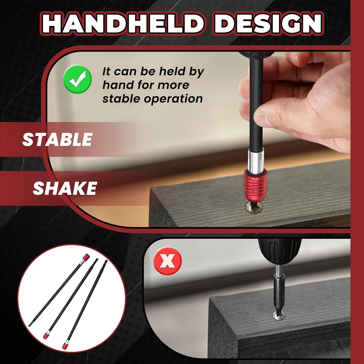 3X Drill Extension Bit Holder, Quick Release Self-Locking, 1/4Inch Hex