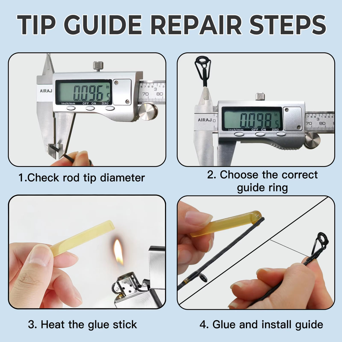 Fishing Rod Guide Tip Repair Kit Set 24~230Pcs Rod Building Guide Stainless Steel Ceramic Ring Saltwater Freshwater Fishing Box