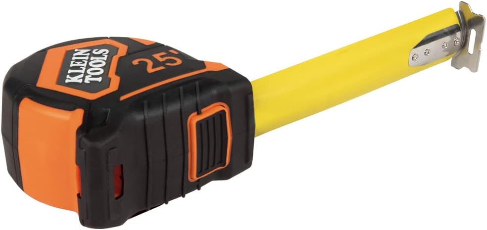9125 Tape Measure, Heavy-Duty Measuring Tape with 25-Foot Single-Hook Nylon Reinforced Blade, with Metal Belt Clip