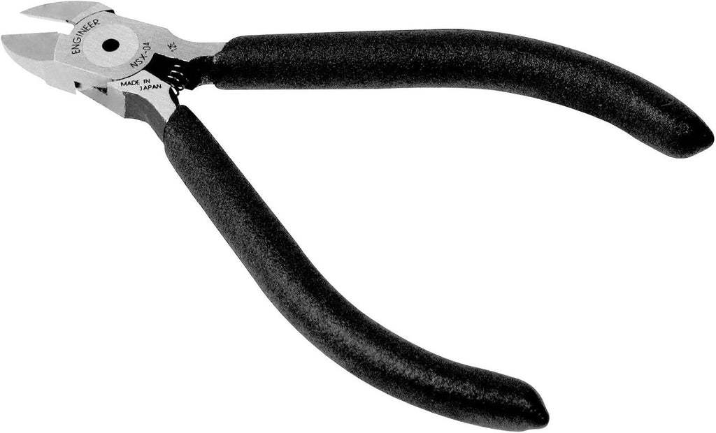 Compact PCB Side Cutting Pliers/Diagonal Nippers with Hardened Carbon Steel Jaws. Made in Japan.  NSX-04