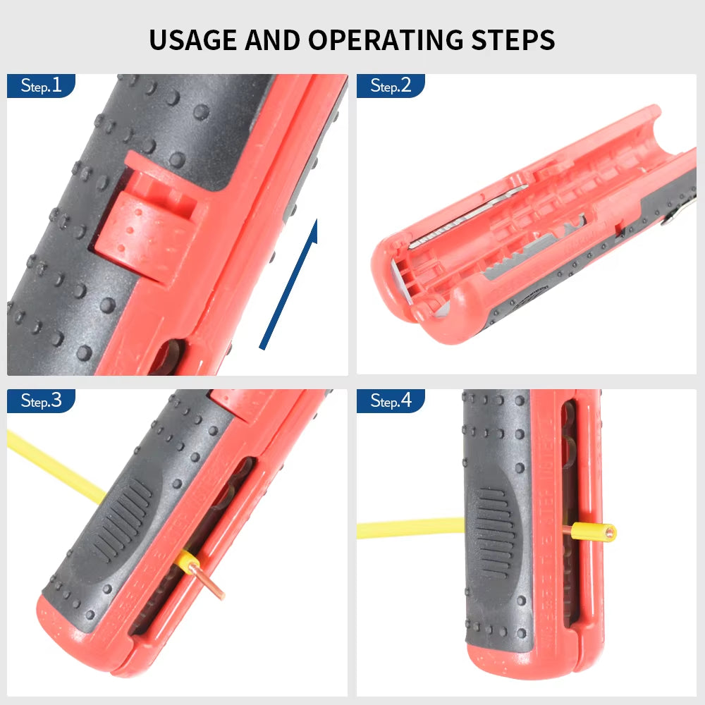 Multifunctional Wire Stripper Cutter, Portable Pen Clip Design with Anti-Skid Handle for Electrical & Network Cables