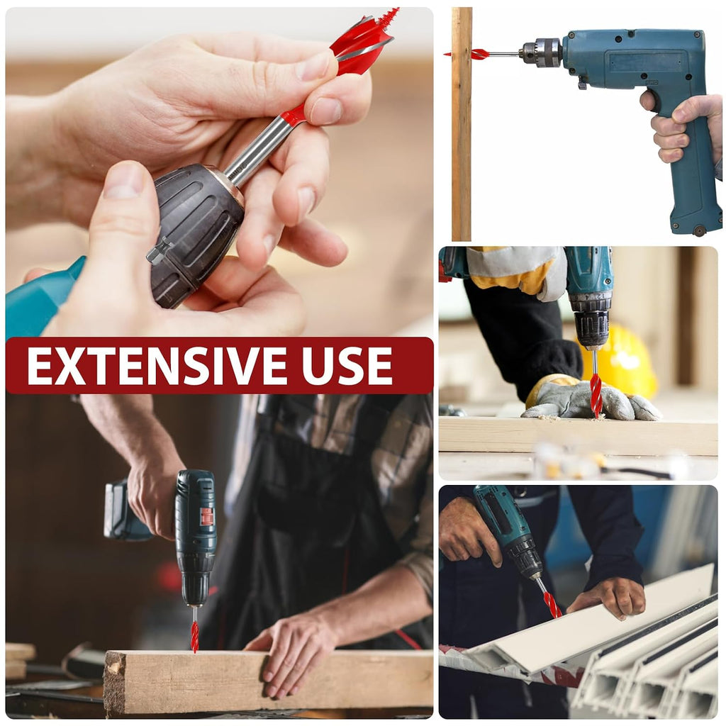 8Pcs 10-25Mm Wood Auger Drill Bit Set, High Carbon Steel, Spiral Flute, Hex Shank, Suitable for Wood & Plastic