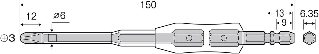 AZM-3150 Bit, Single Headed, Insulated, Supports 1000 V, 3 X 150