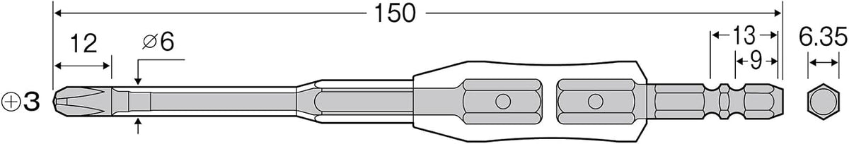 AZM-3150 Bit, Single Headed, Insulated, Supports 1000 V, 3 X 150
