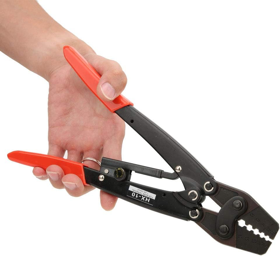 HX-10 Carbon Steel Wire Crimper Ratcheting Terminal Crimper Pliers 1.25~² AWG10-6