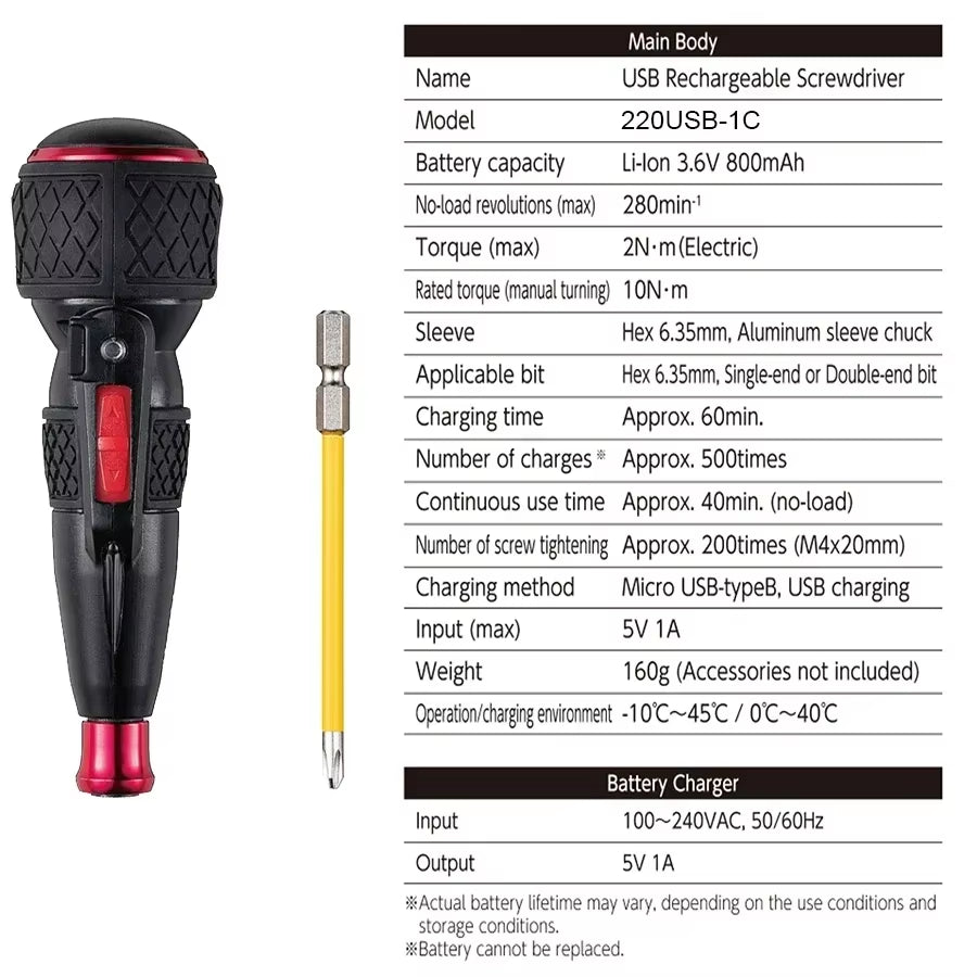 Franchise Screwdriver Series NO.220USB-S1,NO.220USB-6C,NO.220USB-1C Electric Drive, Rechargeable Screwdriver