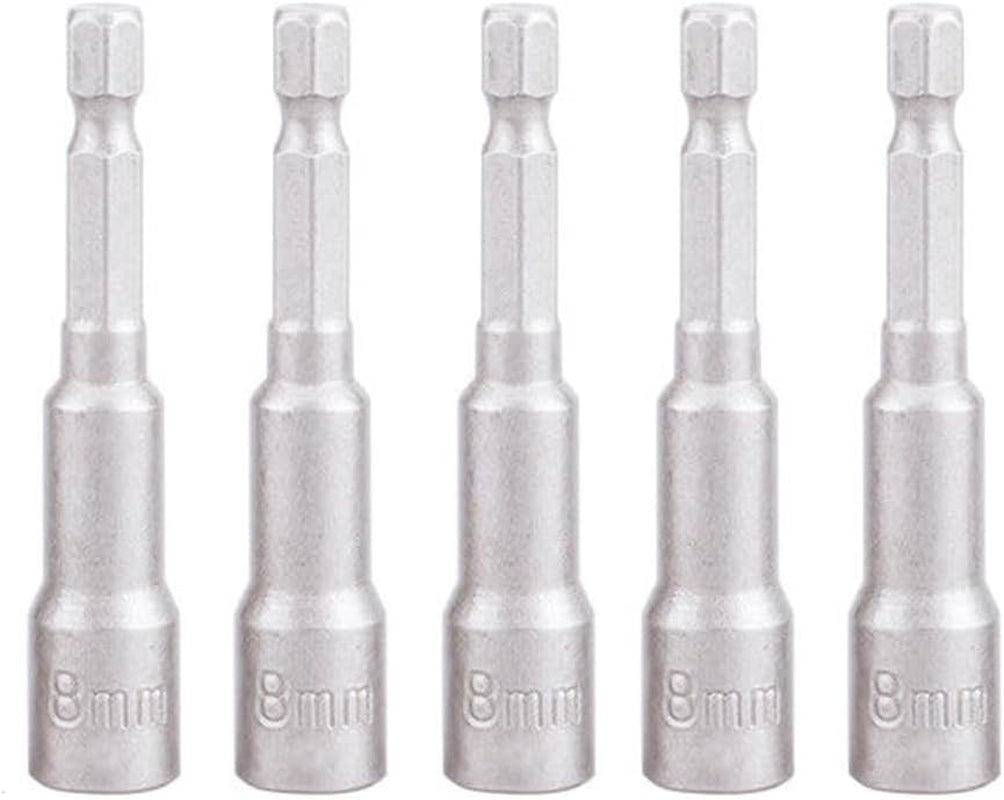5-Piece Magnetic Nuts Driver Set, 8Mm Power Drill Driver Bit 65Mm Long, 1/4" Quick-Change Hex Shank Extension for Drill Socket Kit, Special Tools for Nut Bolt (8Mm)