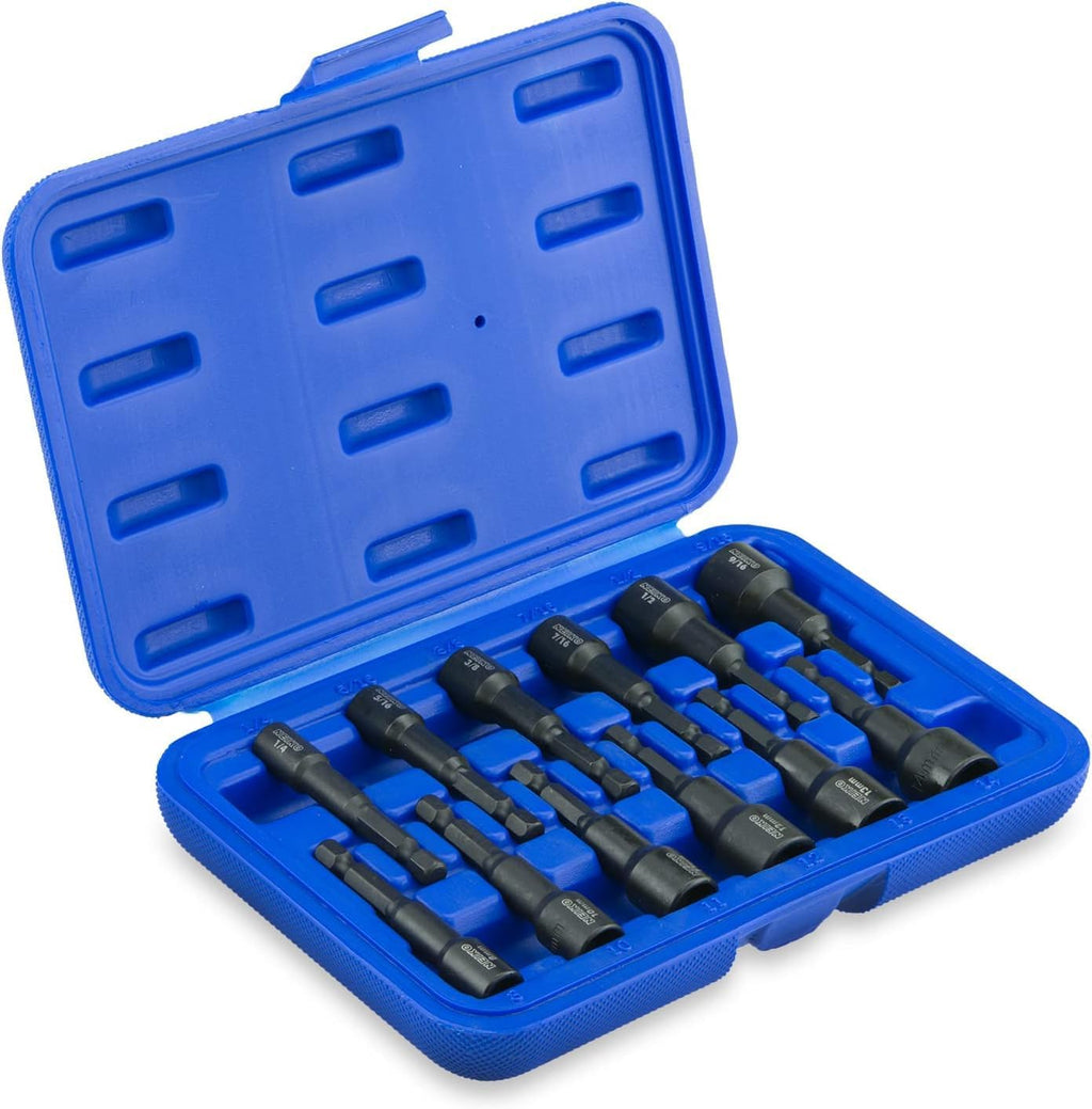 10250A Magnetic Hex Nut Driver Master Kit, Cr-V Steel | 1/4" Quick-Change Hex Shank | SAE & Metric 12-Piece Set