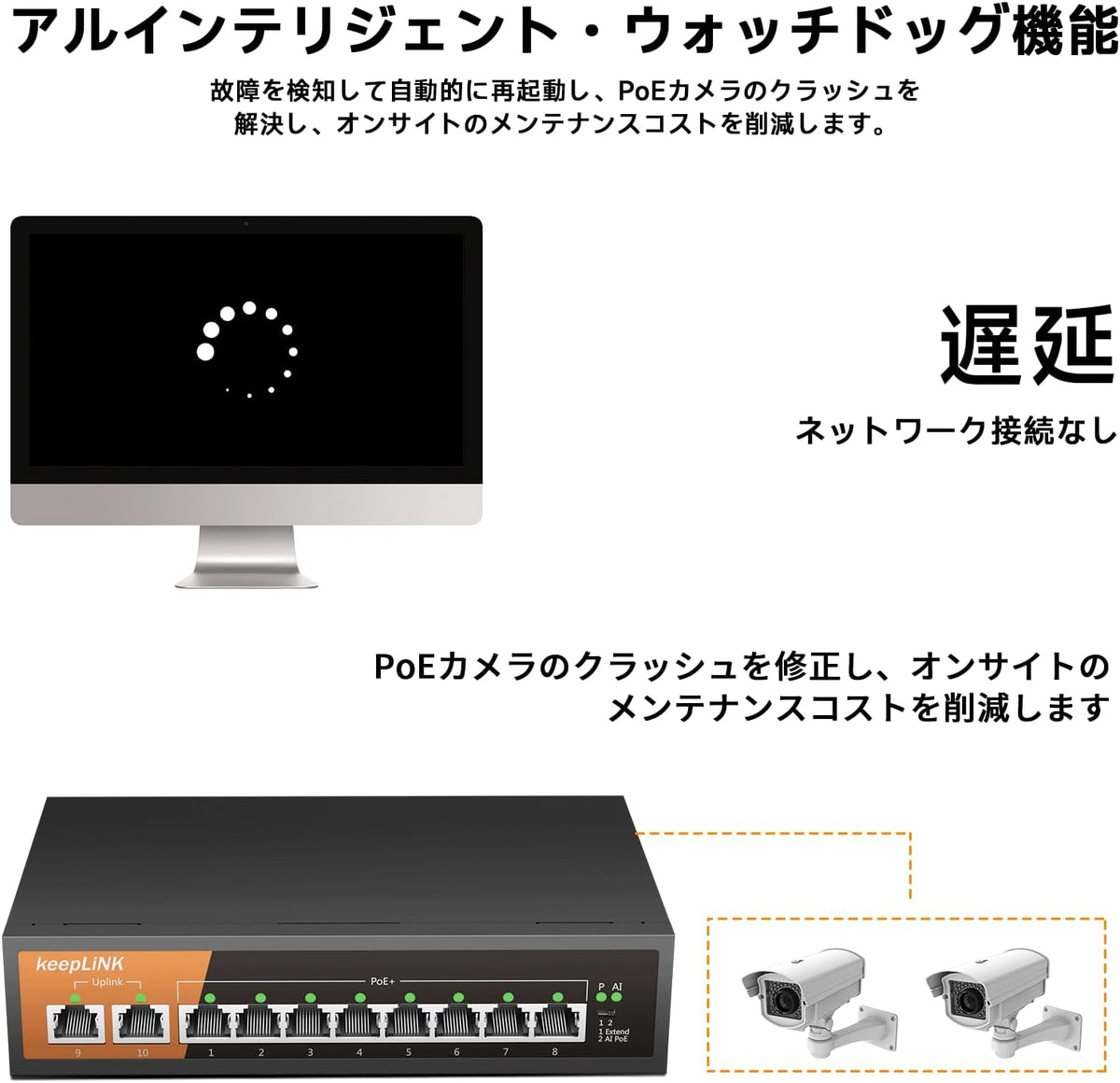 8 Port Gigabit Poe Switch with 2 Gigabit Uplink, Ethernet Unmanaged Poe+ Switch @120W, Fanless Sturdy Metal Plug and Play Desktop or Wall Mount