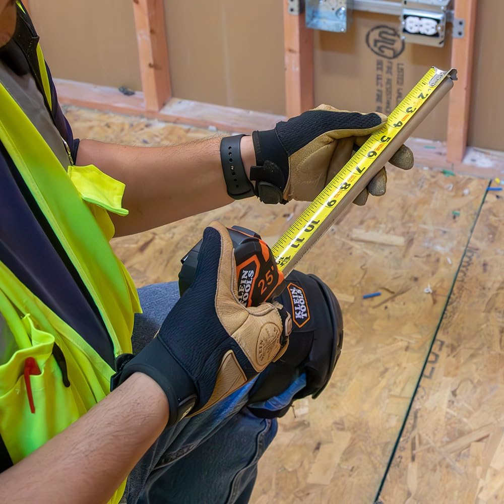 9125 Tape Measure, Heavy-Duty Measuring Tape with 25-Foot Single-Hook Nylon Reinforced Blade, with Metal Belt Clip