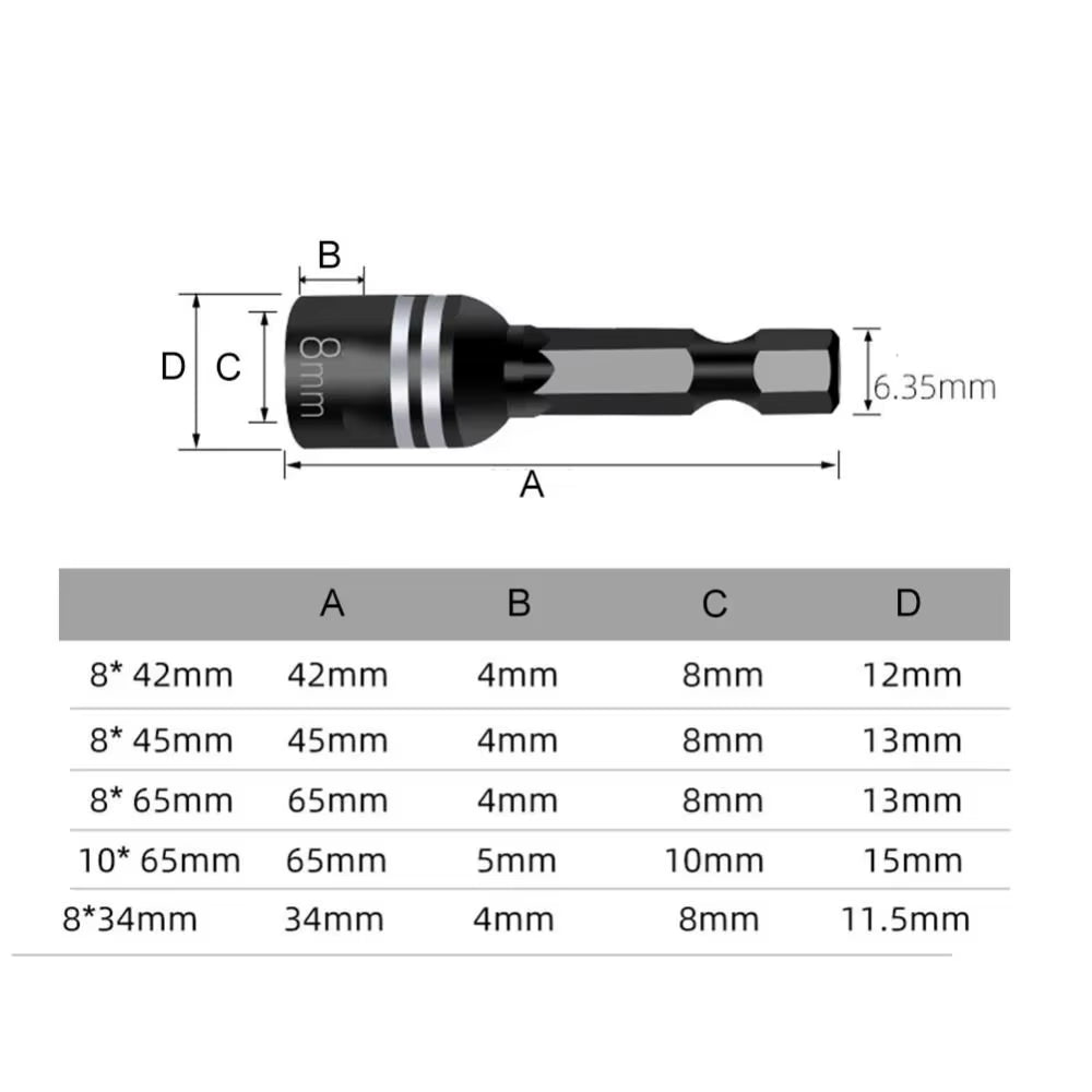 New 8Mm Magnetic Nut Screwdriver DIY Anti-Slip Hex Shank Driver Bit for Power Drills Drivers Kit
