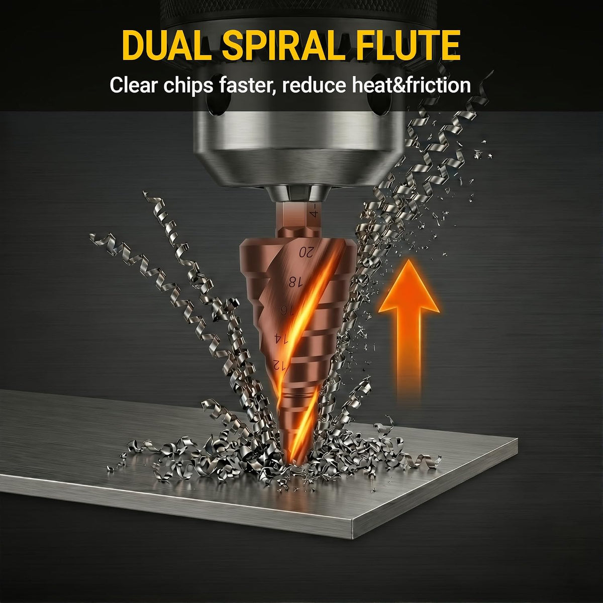 M35 Cobalt Step Drill Bit for Stainless Steel 4-20Mm 1/4" Hex Shank
