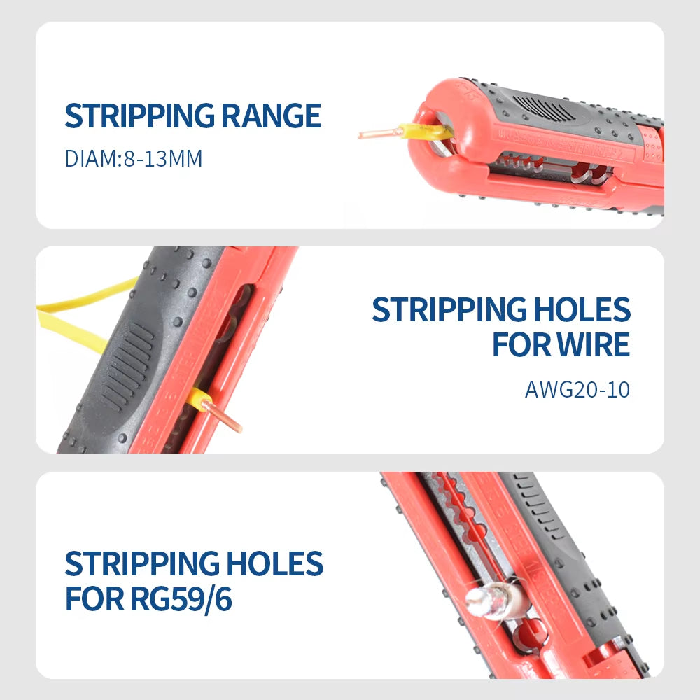 Multifunctional Wire Stripper Cutter, Portable Pen Clip Design with Anti-Skid Handle for Electrical & Network Cables
