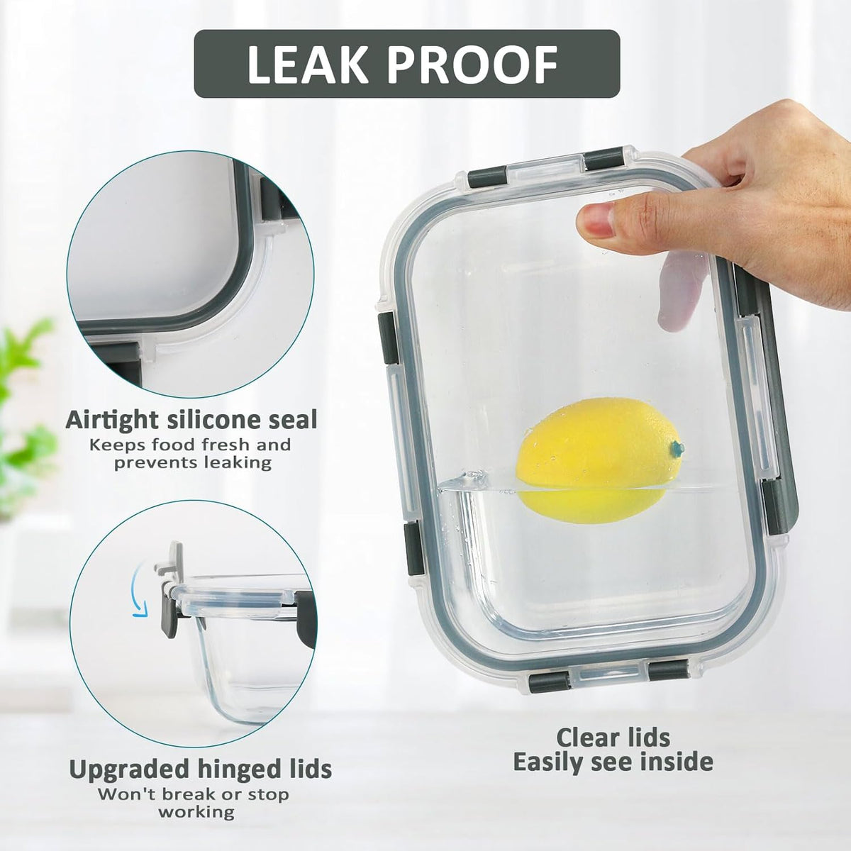 [10 Pack] Glass Meal Prep Containers with Lids-Mcirco Glass Food Storage Containers with Lifetime Lasting Snap Locking Lids, Airtight Lunch Containers, Microwave, Oven, Freezer and Dishwasher Safe