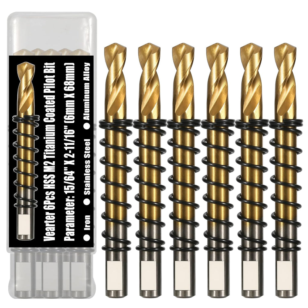 6PCS Pilot Drill Bit for Hole Saw Kit, Titanium-Plated HSS M2 Bits
