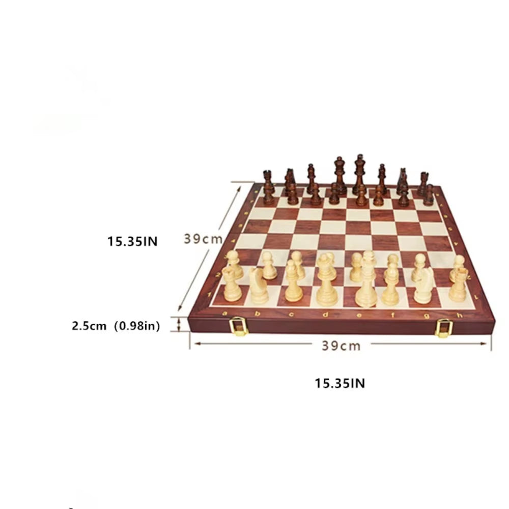 Chess Set Top Grade Wooden Folding Big Traditional Classic Handwork Solid Wood Pieces Walnut Chessboard Children Gift Board Game