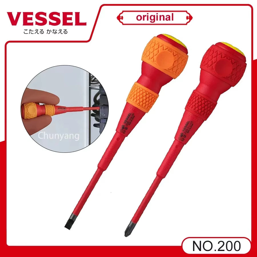 High Voltage Insulated Screwdriver with Spherical Handle -  Franchise Screwdriver Series NO.200 VDE Certification