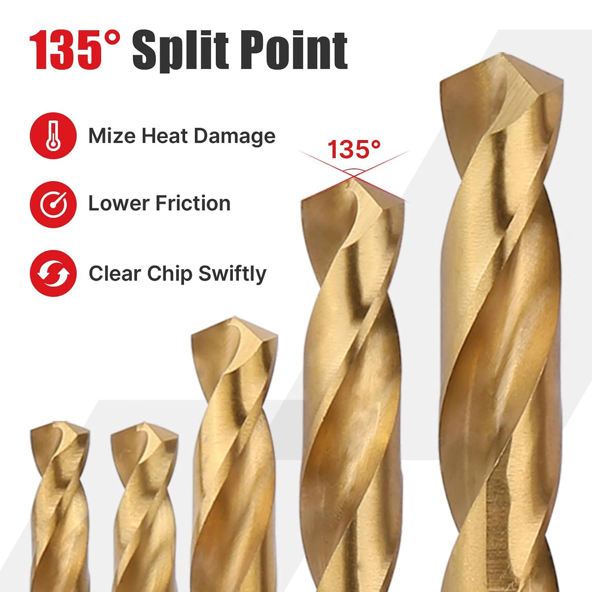 5PCS 5/6/8/10/12Mm HSS M2 Twist Drill Bit, Hex Shank for Metal