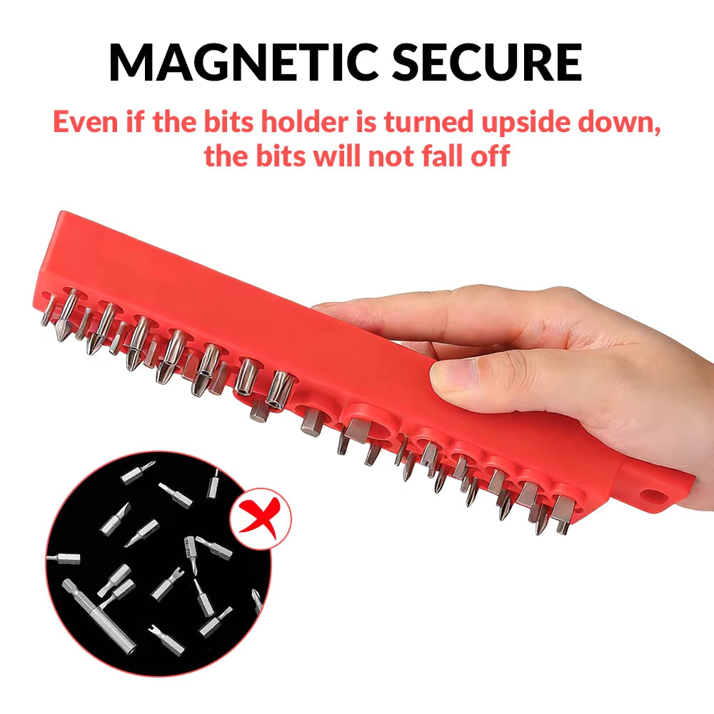 1/4-Inch Hex Screwdriver Bit Holder with Magnetic Base, 39-Hole Screwdriver Bit Holder Portable Drill Bit Magnetic Storage Board