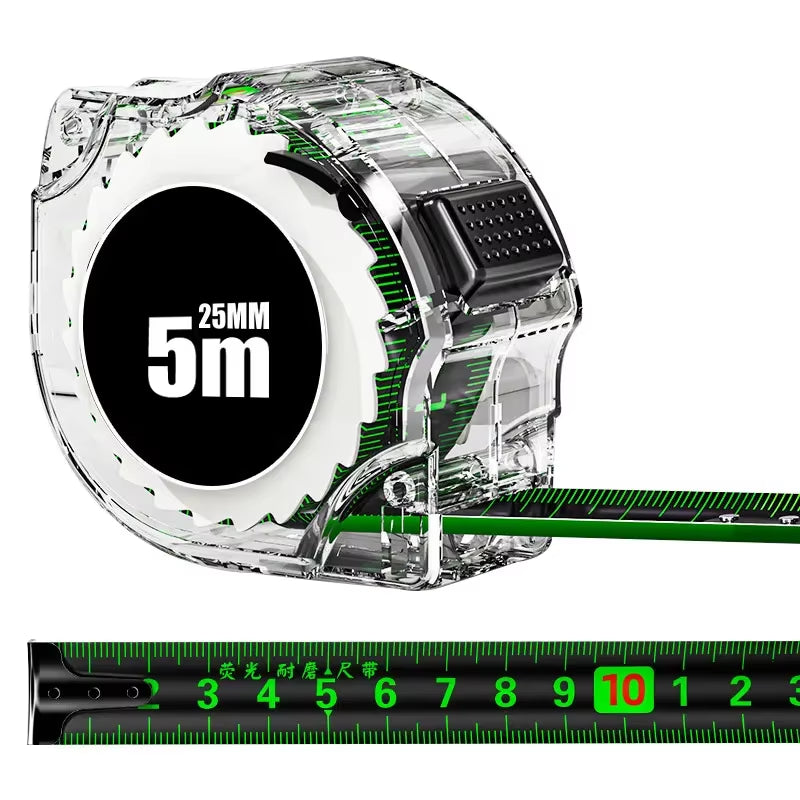 10M Black Fluorescent Tape Measure High Precision Thickened Tape Measure Wear-Resistant and Drop-Proof Tape Measure