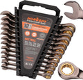 12-Piece Ratchet Spanner Set | Metric 8-19 Mm | Combination Ratcheting Spanners Set with Organizer | 72-Teeth | Nickle Plating Chrome Vanadium Steel