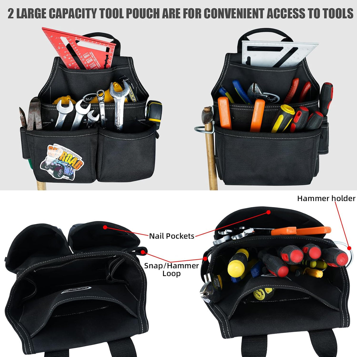 Tool Belt with Suspenders Brace Tool Bag Supenders Framers Comb Apron Tool Belt Construction Tool Pouch Builder Heavy Duty Carpenter Suspension Rig for Electrician, Roofing,Contractor, Black