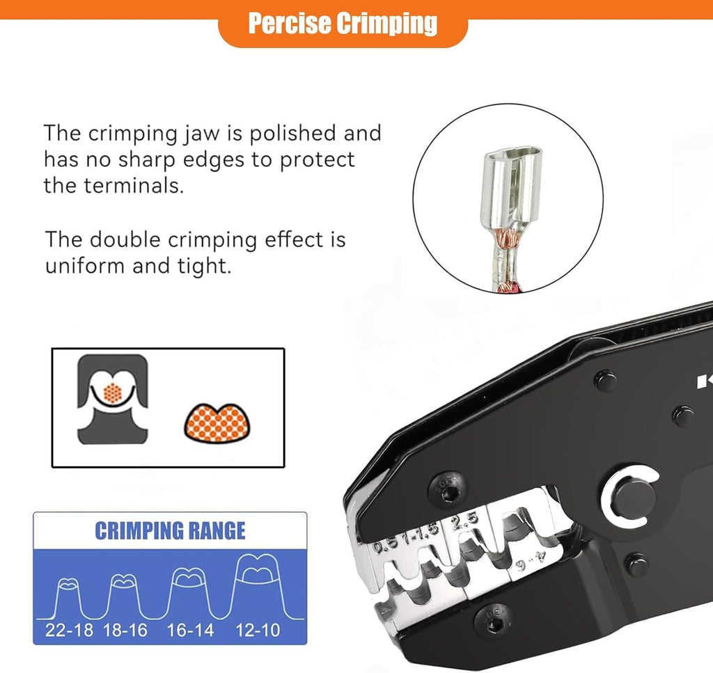 04B Ratcheting Wire Crimper for Open Barrel Terminals, 0.5–6 Mm²