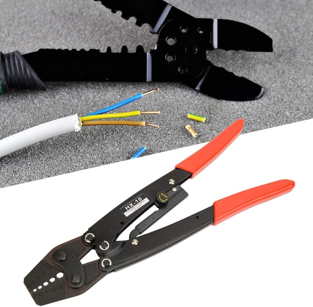 HX-10 Carbon Steel Wire Crimper Ratcheting Terminal Crimper Pliers 1.25~² AWG10-6