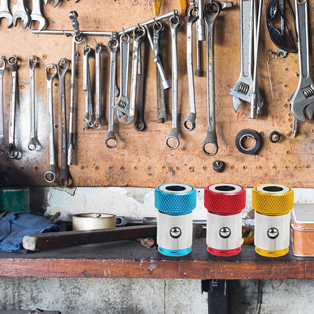 3Pcs Screwdriver Head Magnetic Ring, Metal Magnet Screw Ring Removable Screw Driver Magnetizer Ring Holder for 1/4In Hex Screwdriver Head and Power Bits