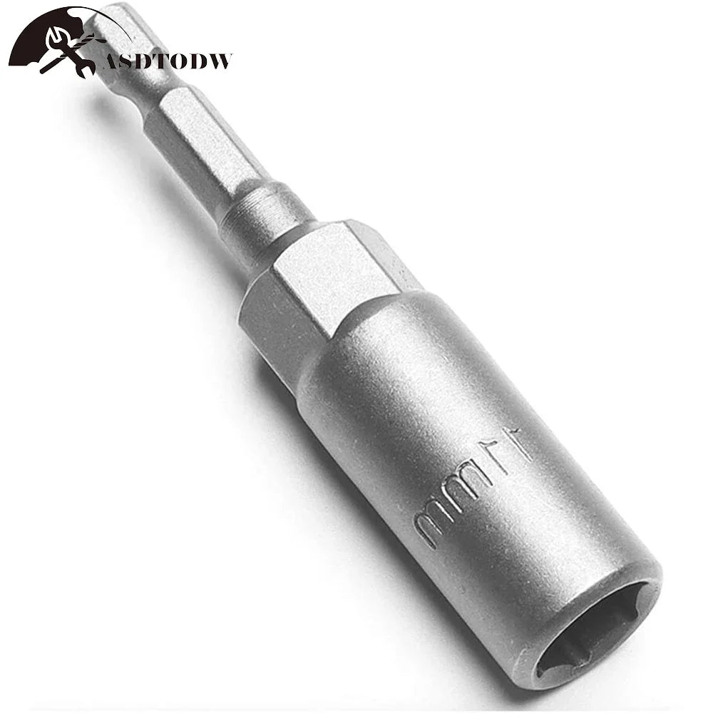 5/10/15Pcs 80Mm Length Deepen Power Nut Driver Drill Bit Set 5.5-19MM Impact Socket Adapter for Power Tools 6.35MM Hex Shank